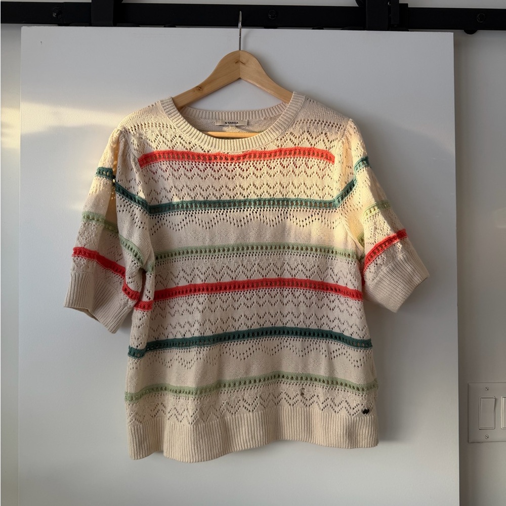 Striped Knit Crew Neck Sweater